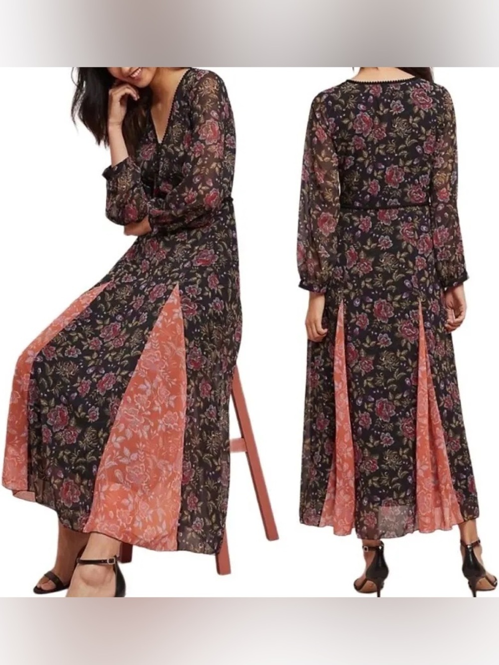 Anthropologie LaIa Ines Mixed-Print Maxi Dress